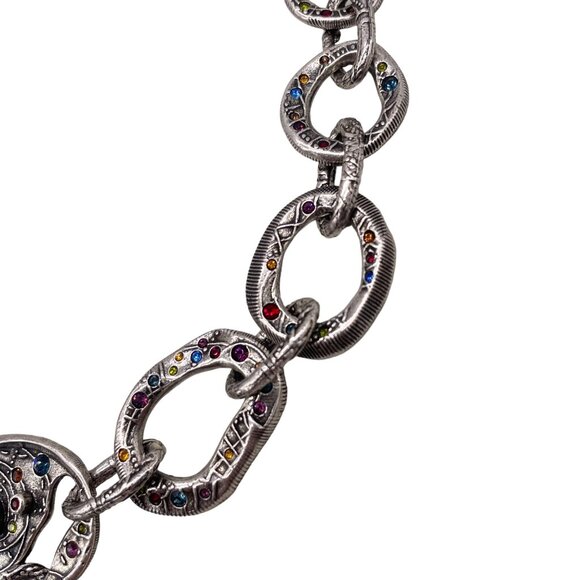 Patricia Locke Chunky Large Link Multi Crystal Chain Necklace RARE N229 - Picture 3 of 7